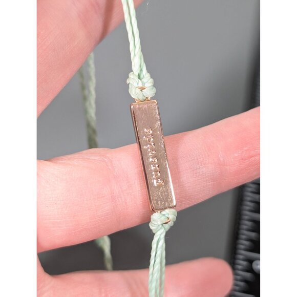 PuraVida Rose Gold Tone Bar Green Cord Adjustable Bracelet Beachy Boho - Picture 5 of 6